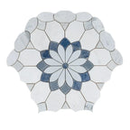 Santorini Blue & White Floral Marble Mosaic Tile | Tile Club