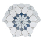 Santorini Blue & White Floral Marble Mosaic Tile