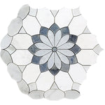 Santorini Blue & White Floral Marble Mosaic Tile