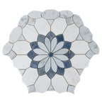 Santorini Blue & White Floral Marble Mosaic Tile | Tile Club