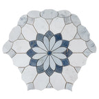 Santorini Blue & White Floral Marble Mosaic Tile