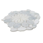 Santorini Gray & White Floral Marble Mosaic Tile