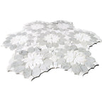 Santorini Gray & White Floral Marble Mosaic Tile | Tile Club