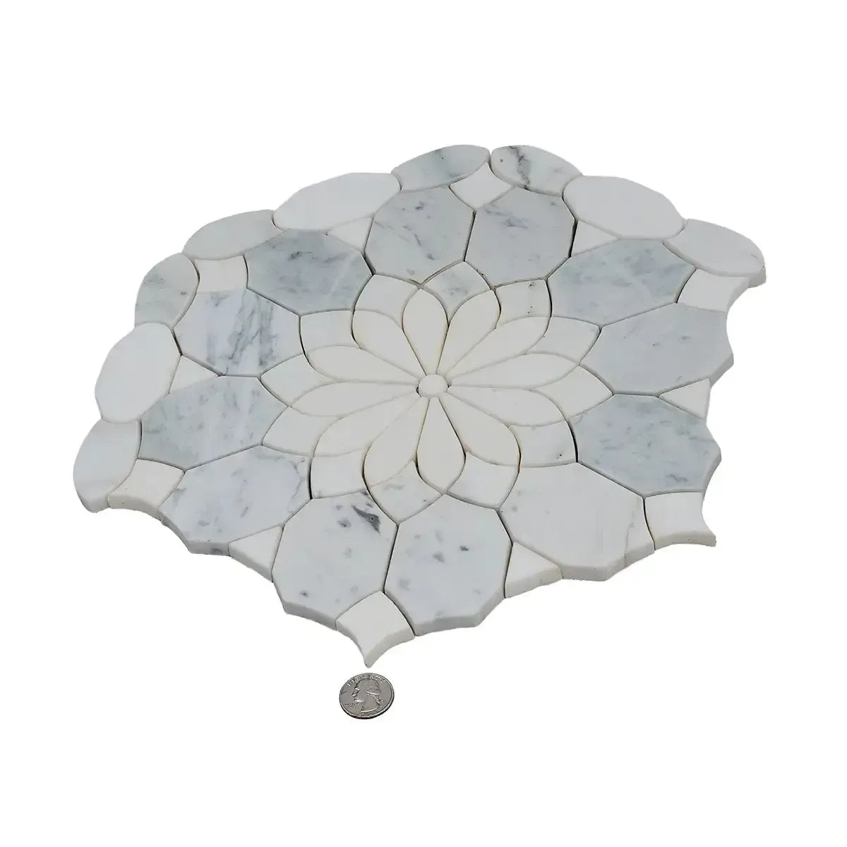Santorini Gray & White Floral Marble Mosaic Tile | Tile Club
