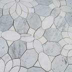 Santorini Gray & White Floral Marble Mosaic Tile