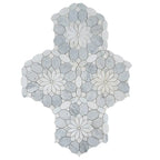 Santorini Gray & White Floral Marble Mosaic Tile | Tile Club
