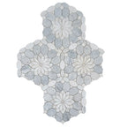 Santorini Gray & White Floral Marble Mosaic Tile