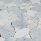 Santorini Gray & White Floral Marble Mosaic Tile