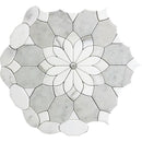 Santorini Gray & White Floral Marble Mosaic Tile | Tile Club