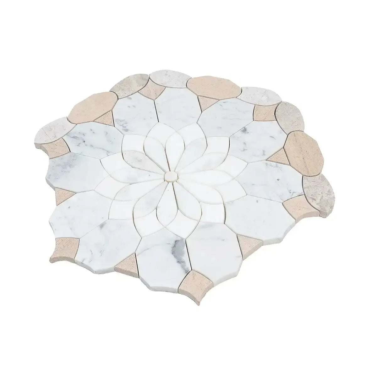 Santorini Beige Floral Marble Mosaic Tile | Tile Club