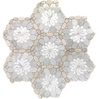 Santorini Beige Floral Marble Mosaic Tile | Tile Club
