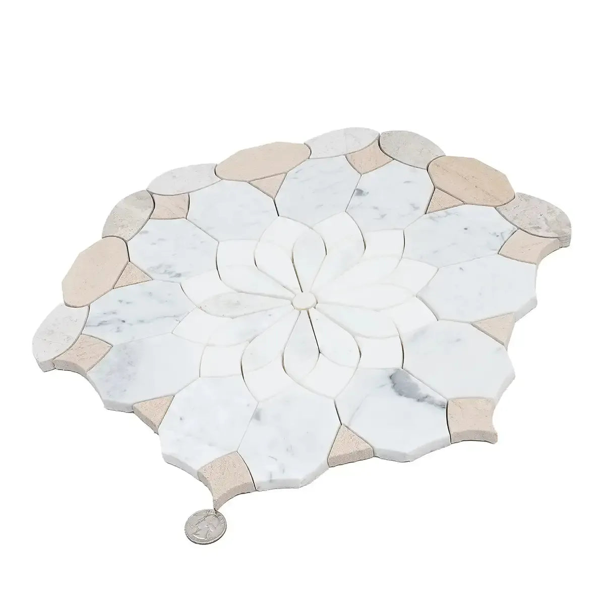 Santorini Beige Floral Marble Mosaic Tile | Tile Club