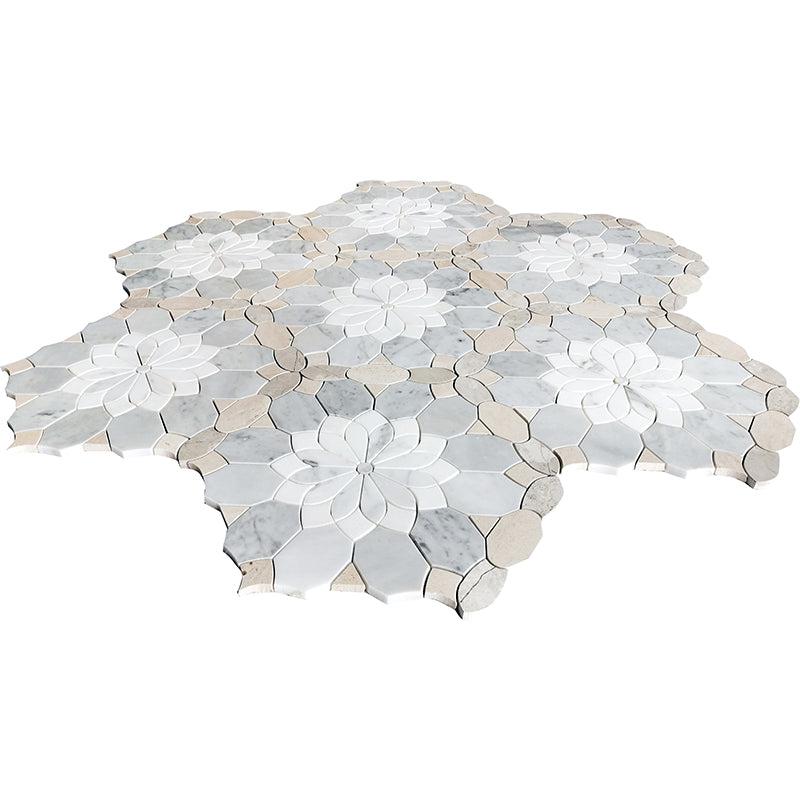 Santorini Beige Floral Marble Mosaic Tile | Tile Club