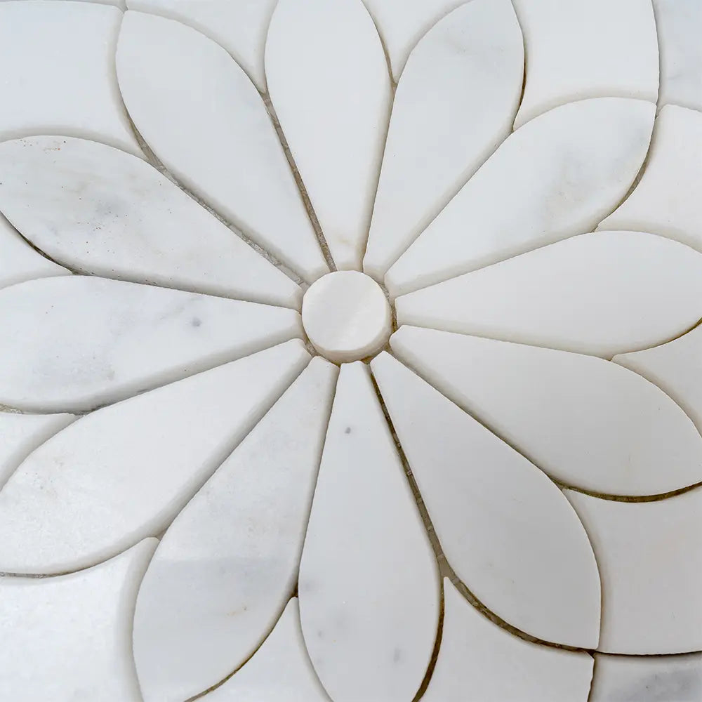 Santorini Beige Floral Marble Mosaic Tile | Tile Club