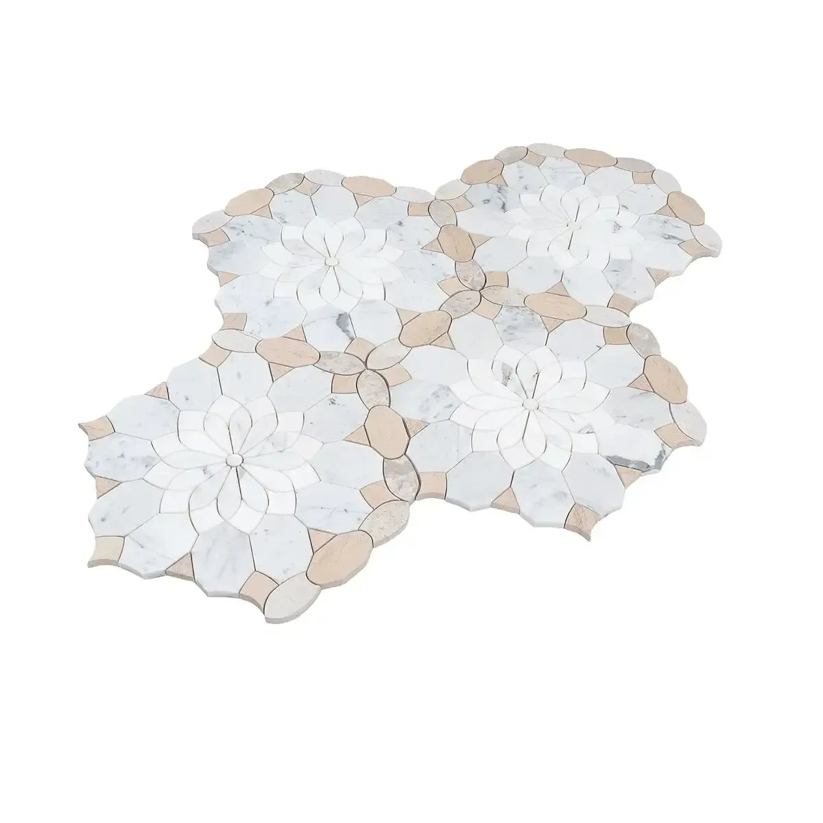 Santorini Beige Floral Marble Mosaic Tile | Tile Club