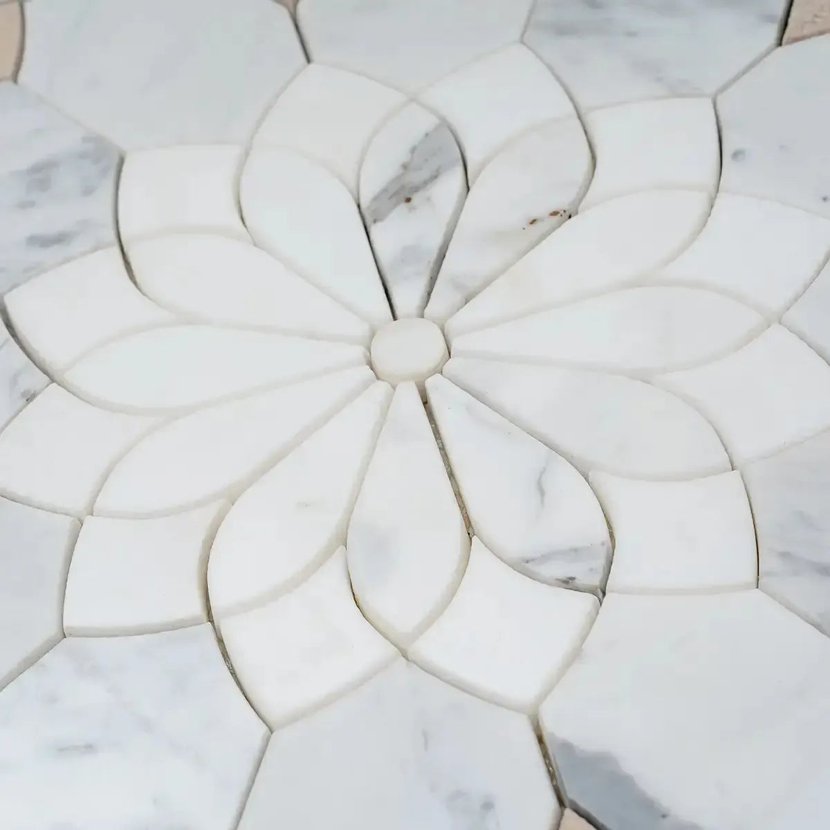 Santorini Beige Floral Marble Mosaic Tile | Tile Club