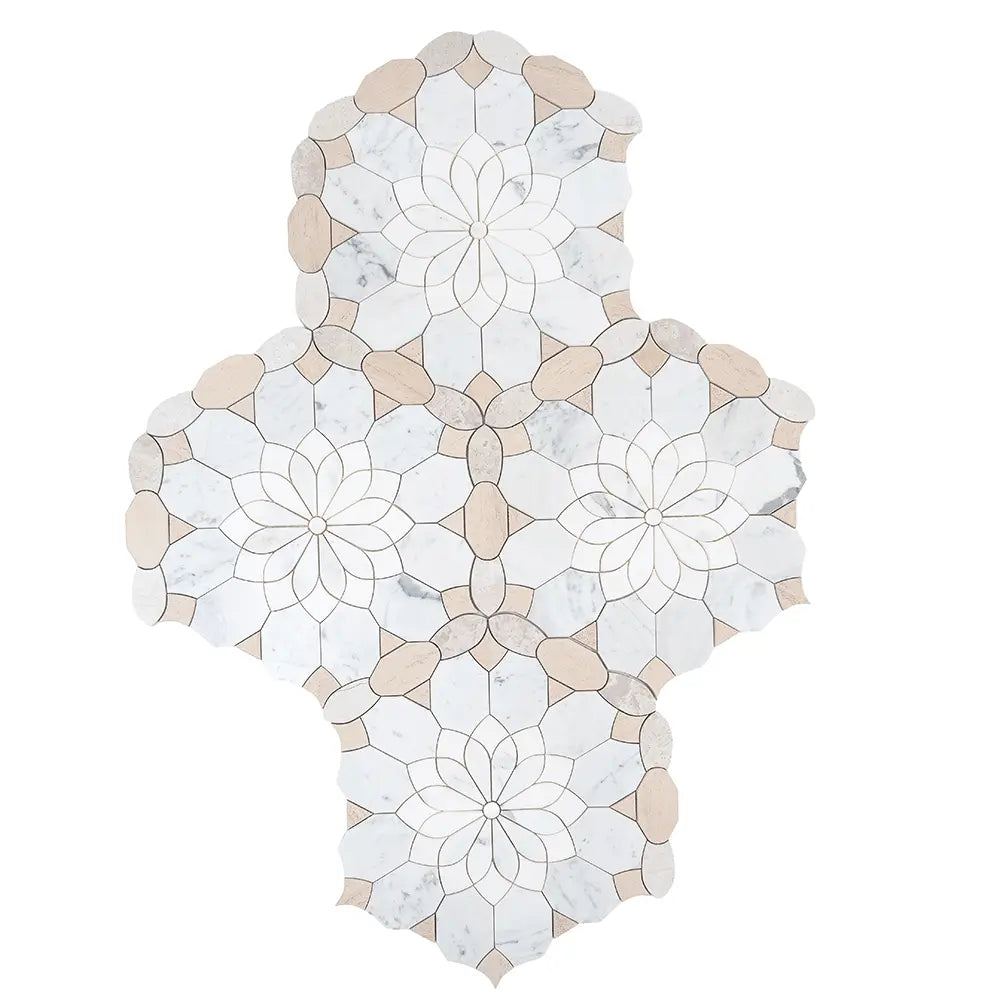 Santorini Beige Floral Marble Mosaic Tile | Tile Club