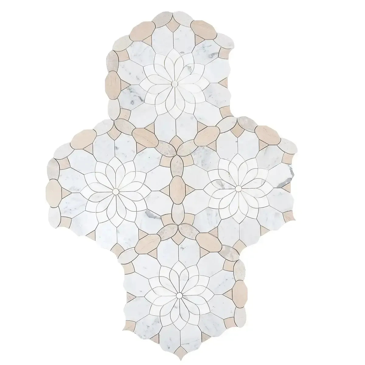 Santorini Beige Floral Marble Mosaic Tile | Tile Club
