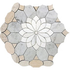 Santorini Beige Floral Marble Mosaic Tile | Tile Club