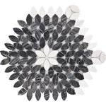 Santorini Black & White Petals Marble Mosaic Tile
