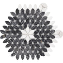 Santorini Black & White Petals Marble Mosaic Tile | Tile Club