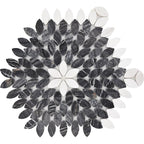 Santorini Black & White Petals Marble Mosaic Tile | Tile Club