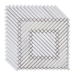 Santorini Geometric White Marble Mosaic Tile | Tile Club