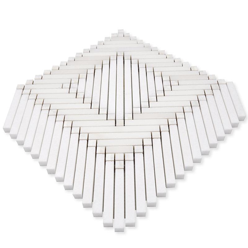 Santorini Geometric White Marble Mosaic Tile | Tile Club