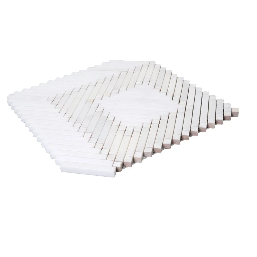 Santorini Geometric White Marble Mosaic Tile | Tile Club