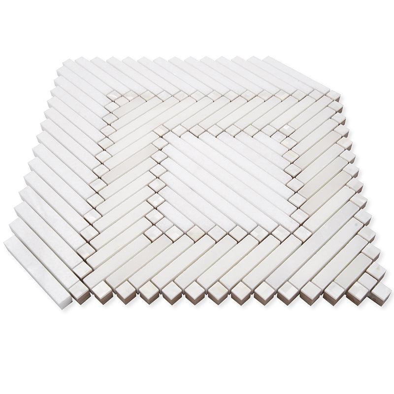 Santorini Geometric White Marble Mosaic Tile | Tile Club