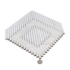 Santorini Geometric White Marble Mosaic Tile | Tile Club