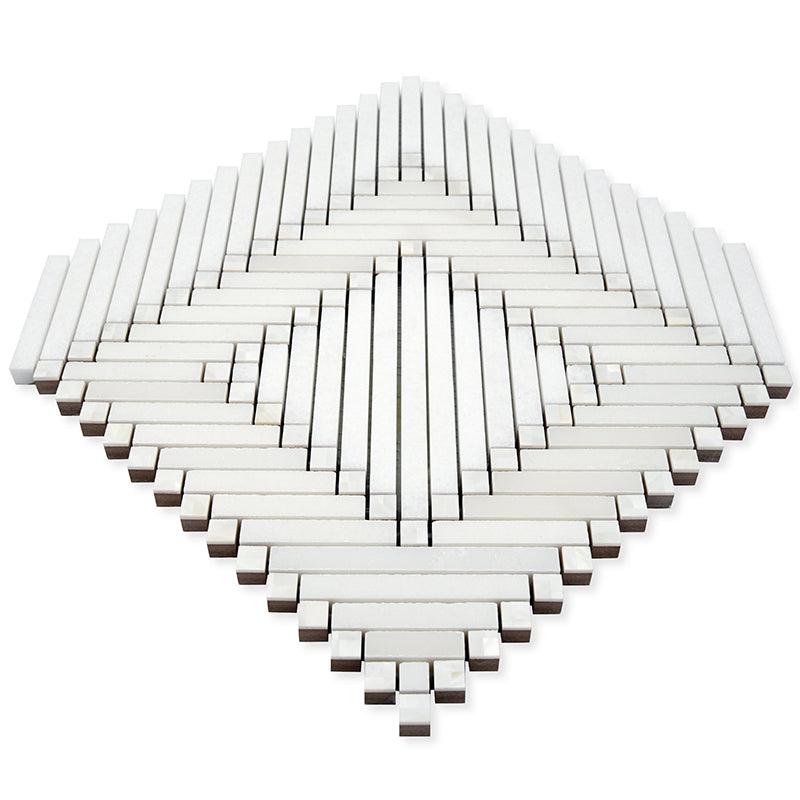 Santorini Geometric White Marble Mosaic Tile | Tile Club
