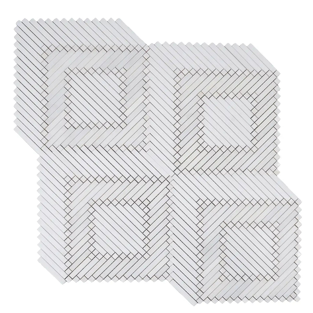 Santorini Geometric White Marble Mosaic Tile | Tile Club