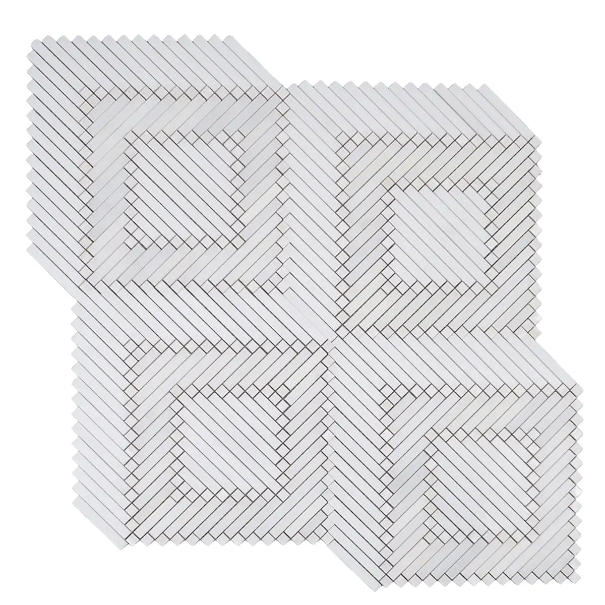 Santorini Geometric White Marble Mosaic Tile | Tile Club