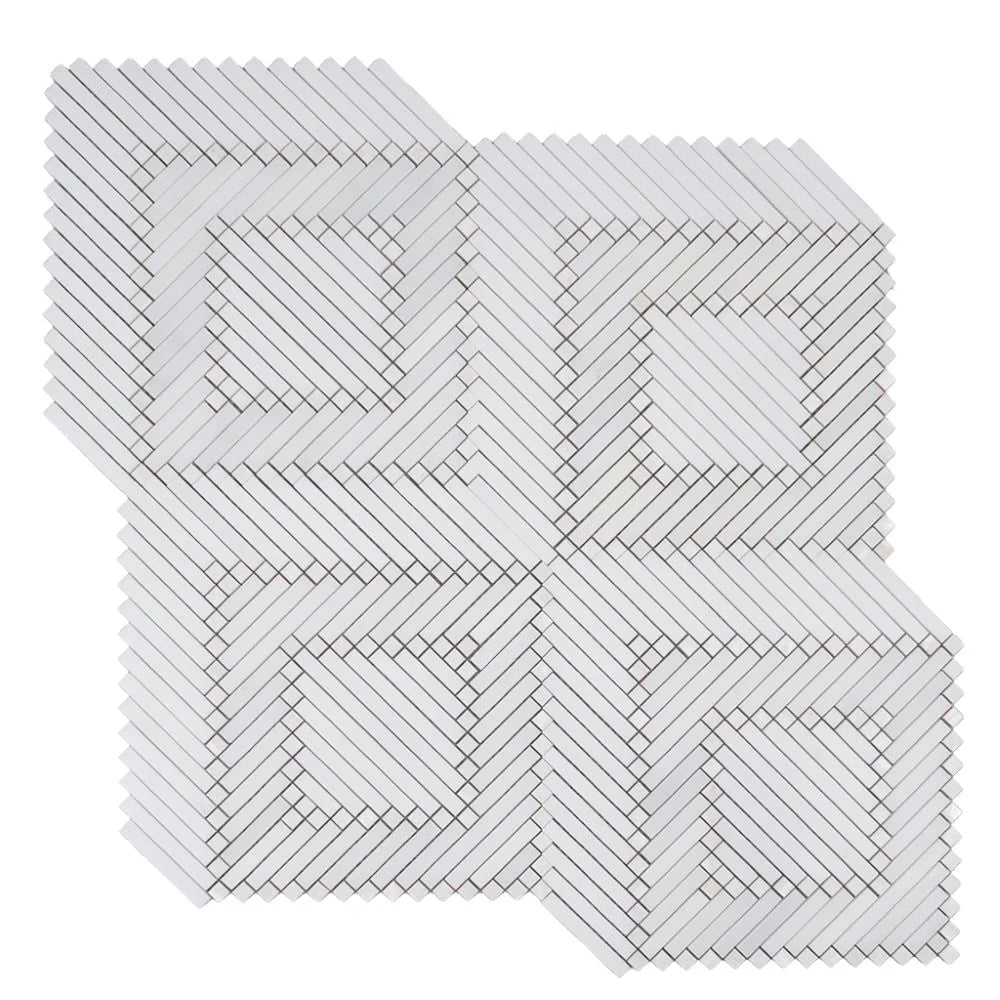 Santorini Geometric White Marble Mosaic Tile | Tile Club