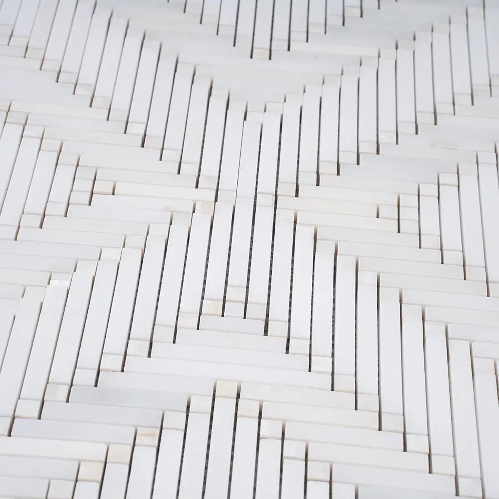 Santorini Geometric White Marble Mosaic Tile | Tile Club
