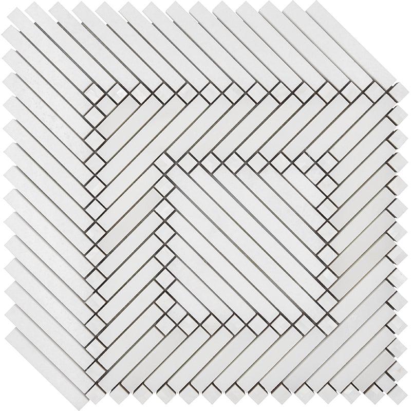 Santorini Geometric White Marble Mosaic Tile | Tile Club
