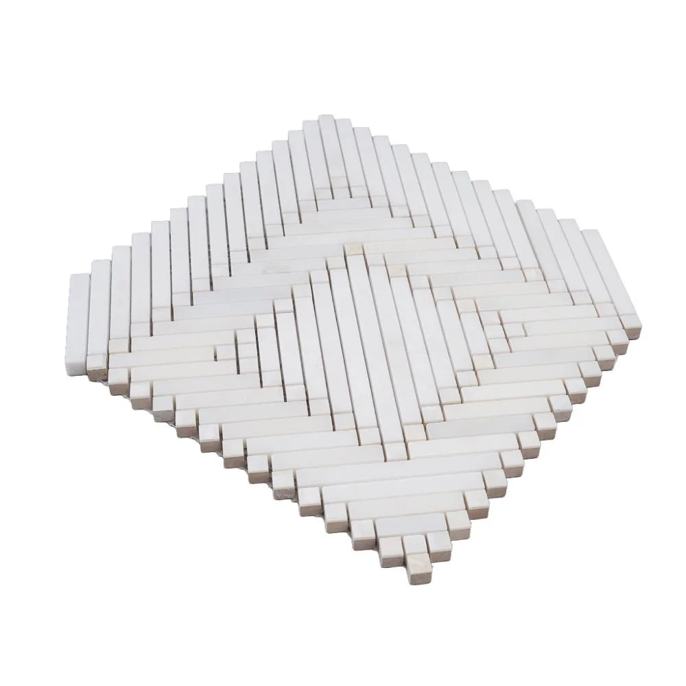 Santorini Geometric White Marble Mosaic Tile | Tile Club