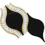 Santorini Black & Brass Laurel Marble Tile Sample