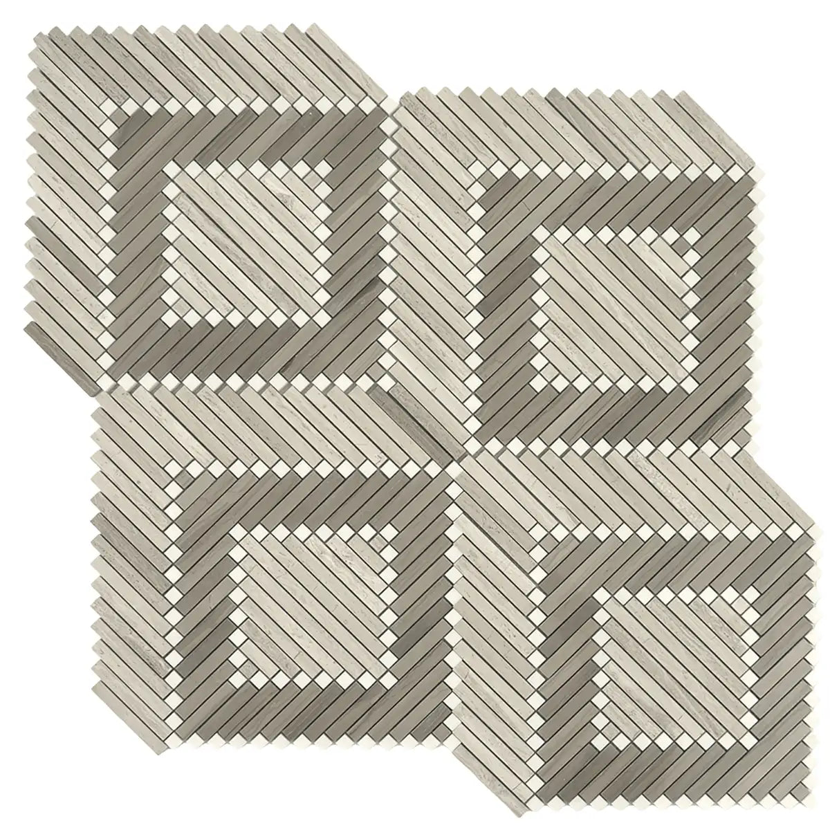 Santorini Geometric Wood Look Marble Mosaic Tile | Tile Club