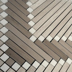Santorini Geometric Wood Look Marble Mosaic Tile | Tile Club