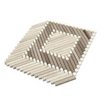 Santorini Geometric Wood Look Marble Mosaic Tile | Tile Club