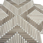 Santorini Geometric Wood Look Marble Mosaic Tile | Tile Club