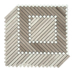 Santorini Geometric Wood Look Marble Mosaic Tile | Tile Club