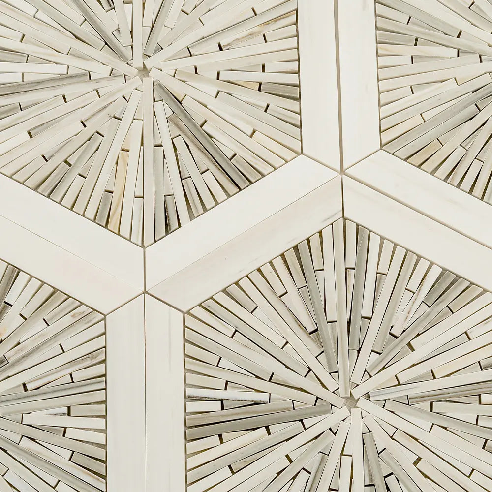 Santorini Beige Spoke Hexagon Marble Mosaic Tile | Tile Club