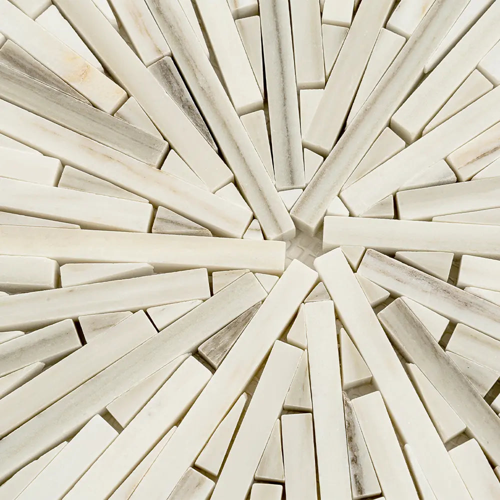 Santorini Beige Spoke Hexagon Marble Mosaic Tile | Tile Club