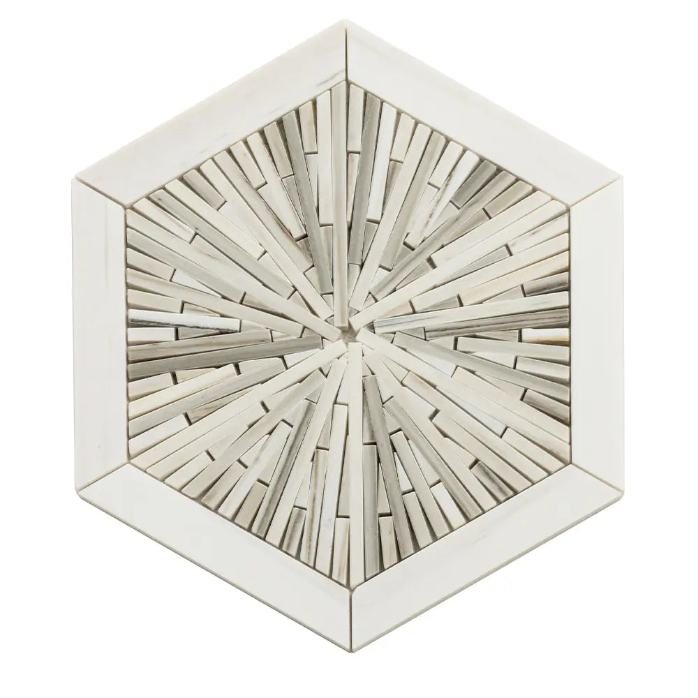 Santorini Beige Spoke Hexagon Marble Mosaic Tile | Tile Club
