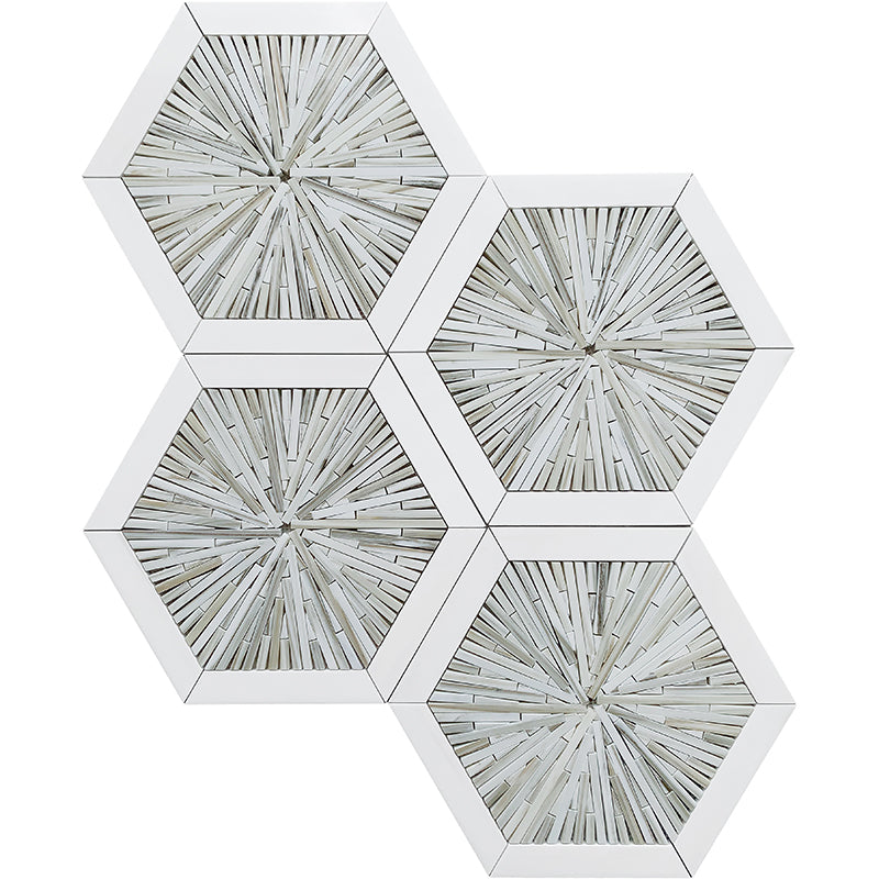 Santorini Beige Spoke Hexagon Marble Mosaic Tile Sample | Tile Club