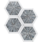 Santorini Blue Spoke Hexagon Marble Mosaic Tile | Tile Club