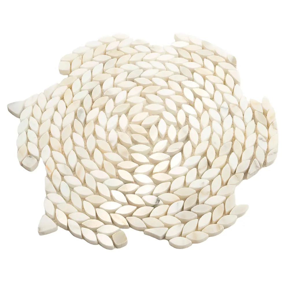 Santorini Calacatta Gold Swirled Petals Marble Mosaic Tile | Tile Club